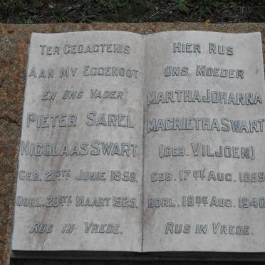 SWART Pieter Sarel Nicolaas 1858-1925 &amp; Martha Johanna Magrietha VILJOEN 1859-1940
