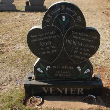 VENTER Andy 1957-1997 &amp; Theresa 1951-2009