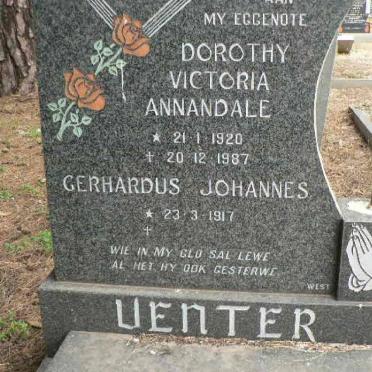 VENTER Gerhardus Johannes 1971- &amp; Dorothy Victoria ANNANDALE 1920-1987