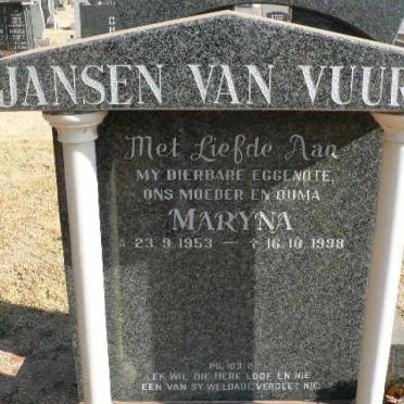 VUUREN Maryna, Jansen van 1953-1998