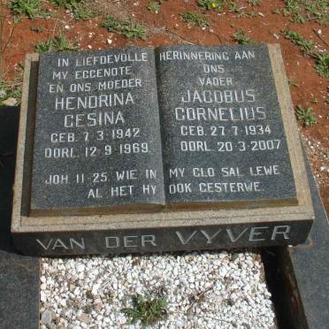 VYVER Jacobus Cornelius, van der 1934-2007 &amp; Hendrina Gesina 1942-1969