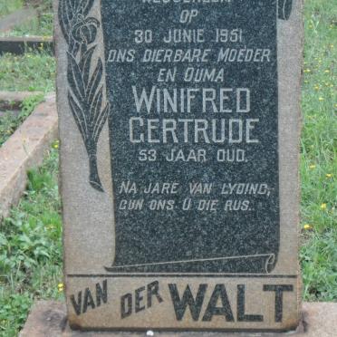 WALT Winifred Gertrude, van der -1951