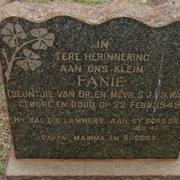WALT Fanie, v.d. 1949-1949