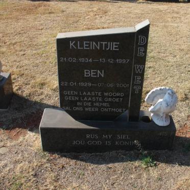 WET Ben, de 1929-2001 &amp; Kleintjie 1934-1997