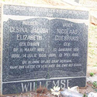 WILLEMSE Nicolaas Goesparis 1891-1960 &amp; Gesina Jacoba Elizabeth GIBSON 1897-1955