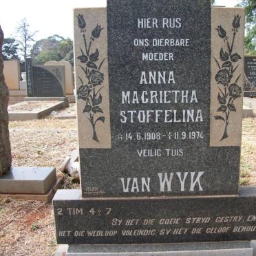 WYK Anna Magrietha Stoffelina, van 1908-1974