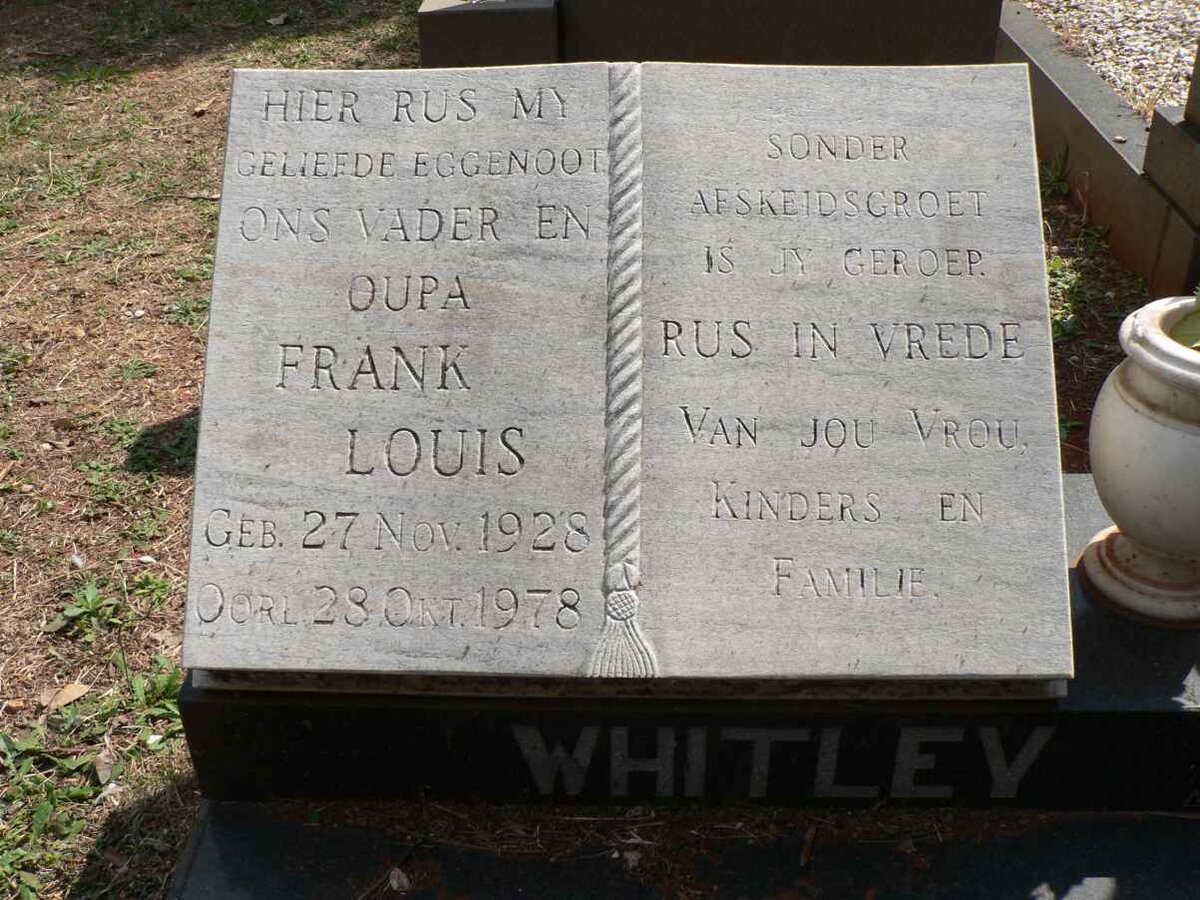 WHITLEY Frank Louis 1928-1978 