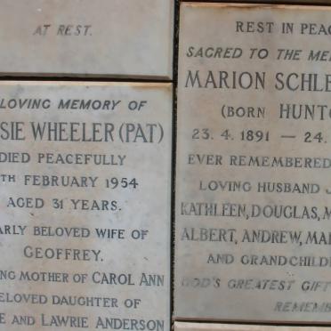 WHEELER Jessie -1954 :: SCHLEMMER Marion nee HUNTON 1891-1951