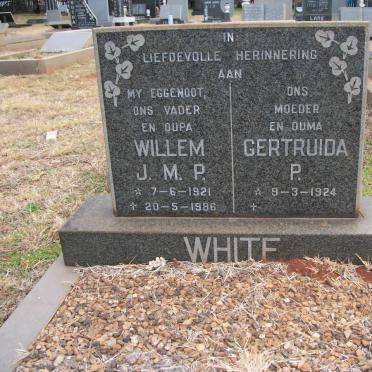 WHITE Willem J.M.P. 1921-1986 &amp; Gertruida P. 1924-
