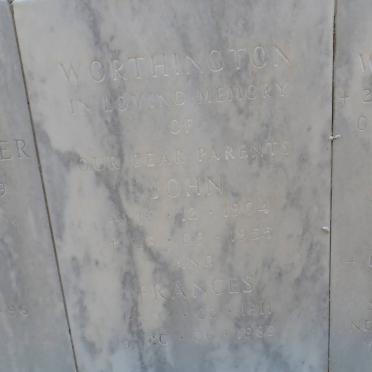 WORTHINGTON John 1904-1955 &amp; Frances 1911-1989