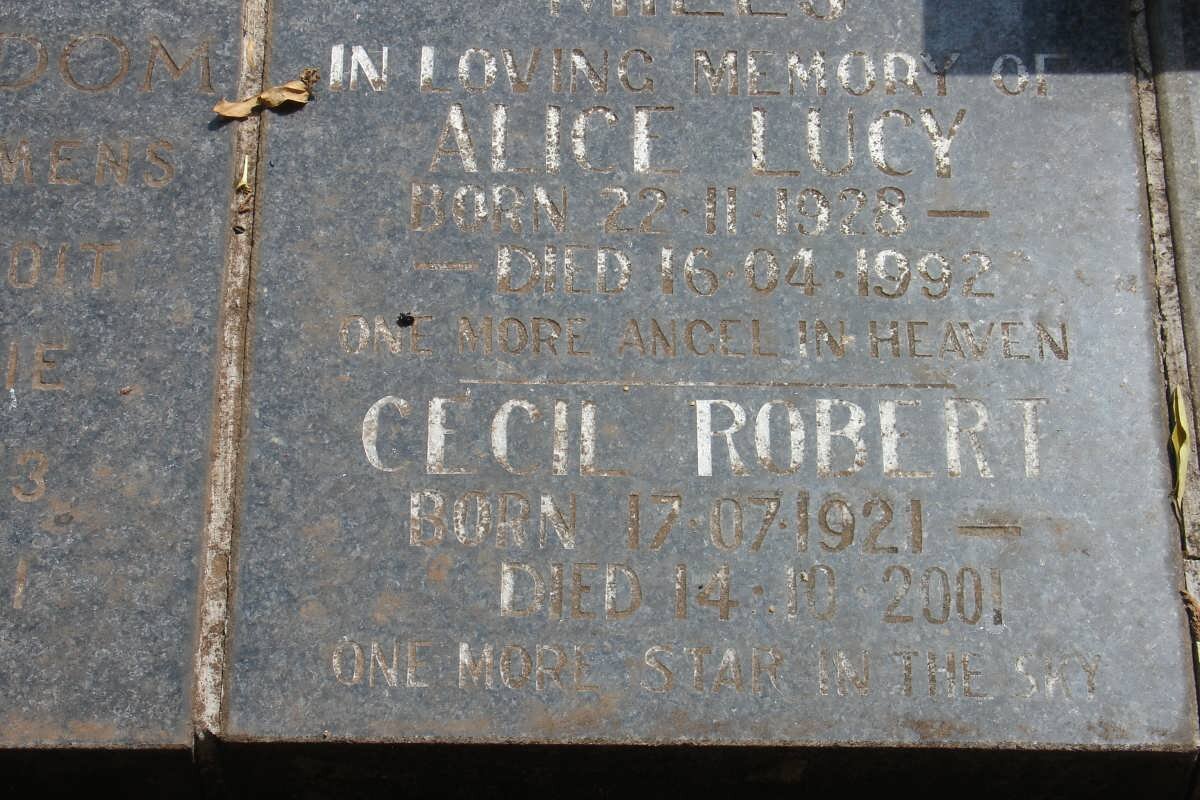 ? Cecil Robert 1921-2001 &amp; Alice Lucy 1928-1992