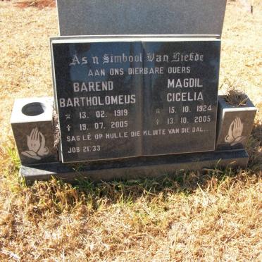 ? Barend Bartholomeus 1919-2005 &amp; Magdil Cicelia 1924-2005