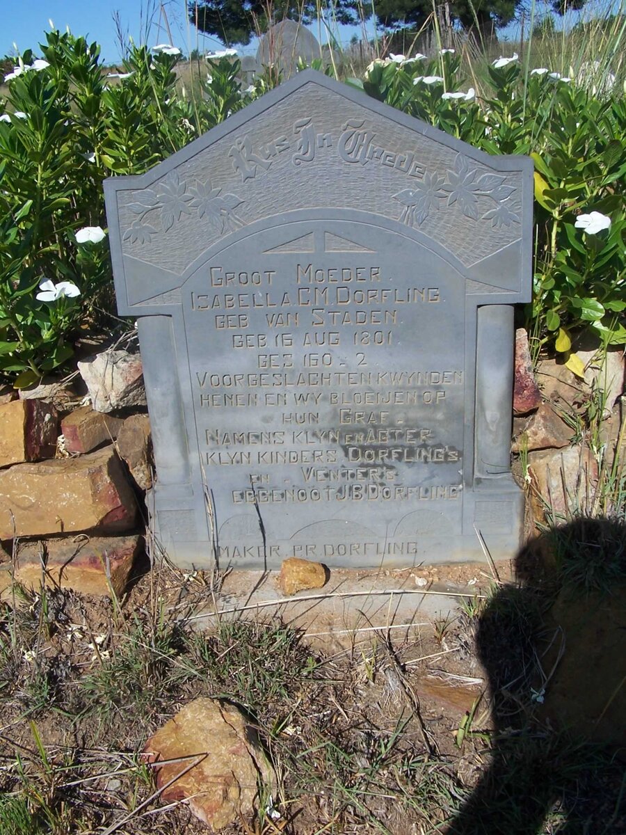 DORFLING Isabella C.M. nee VAN STADEN 1801-1898