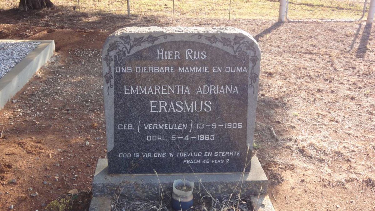 ERASMUS Emmerentia Adriana nee VERMEULEN 1905-1963