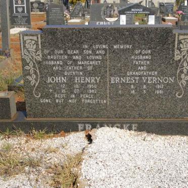 FRANCKE John Henry 1950-1982 :: FRANCKE Ernest Vernon 1912-1991