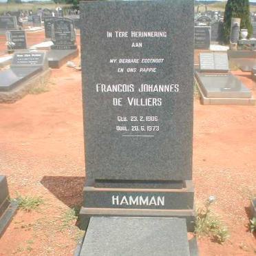 HAMMAN Francois Johannes de Villiers 1906-1973
