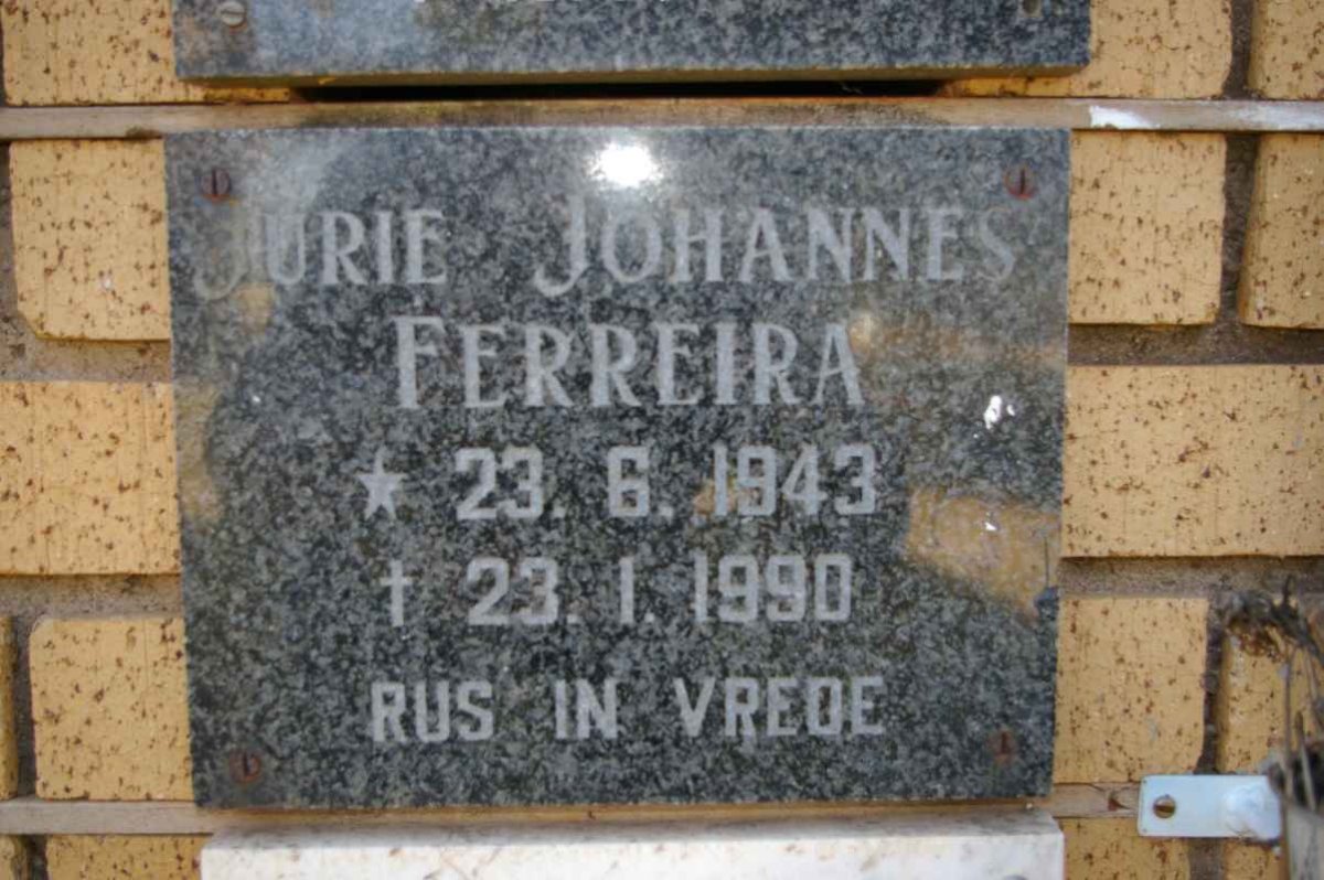 FERREIRA Jurie Johannes 1943-1990