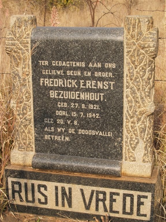 BEZUIDENHOUT Fredrick Erenst 1921-1942