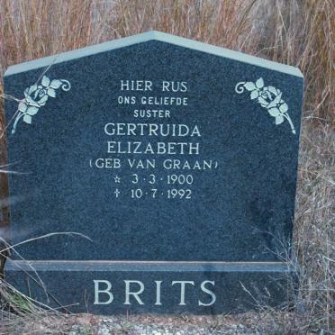 BRITS Gertruida Elizabeth nee VAN GRAAN 1900-1992