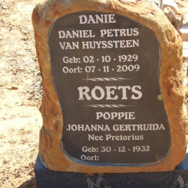 ROETS Daniel Petrus Van Huyssteen 1929-2009 &amp; Johanna Getruida PRETORIUS 1932-