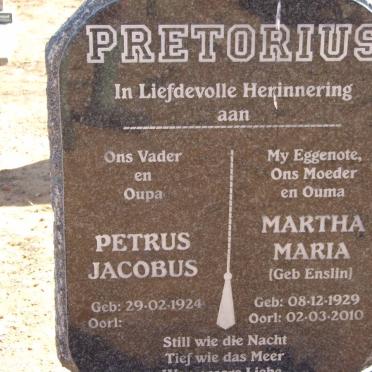 PRETORIUS Petrus Jacobus 1924- &amp; Martha Maria ENSLIN 1929-2010