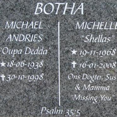 BOTHA Michael Andries 1938-1998 BOTHA Michelle 1968-2008