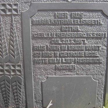 BOTHA Maria Katrina Elizabeth nee J.V. RENSBURG 1901-1931