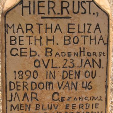 BOTHA Martha Elizabeth nee BADENHORST -1890