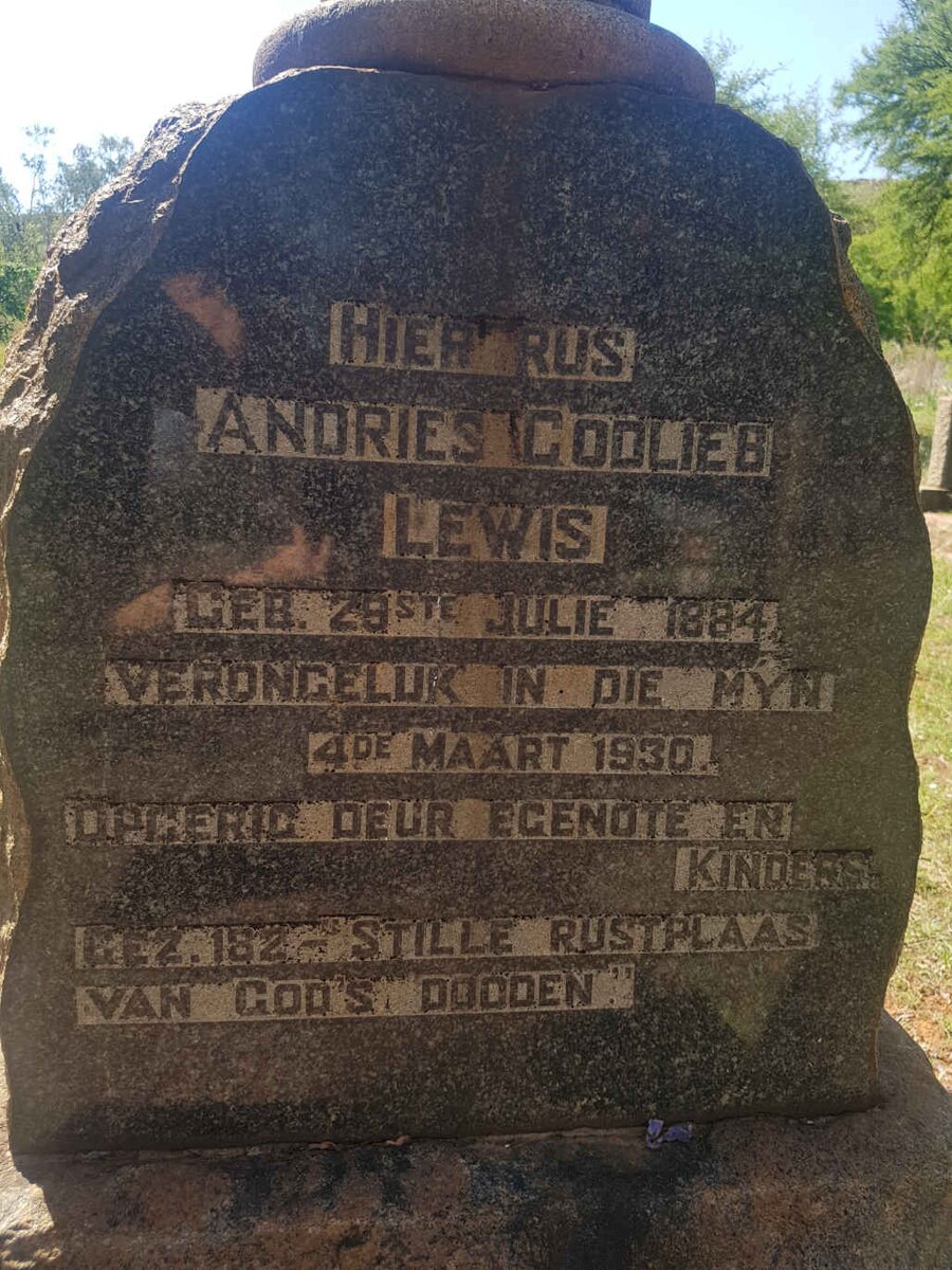 LEWIS Andries Godlieb 1884-1930