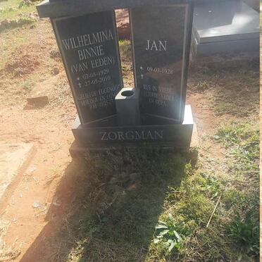 ZORGMAN Jan 1928- &amp; Wilhelmina Binnie VAN EEDEN 1929-2010