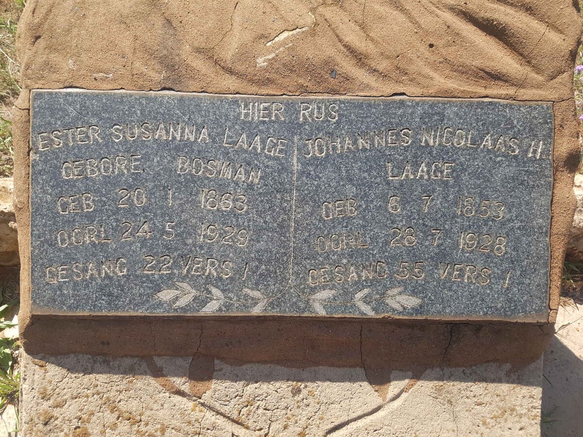 LAAGE Johannes Nicolaas H. 1853-1928 &amp; Ester Susanna BOSMAN 1863-1929