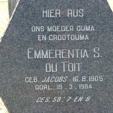 TOIT Emmerentia S., du nee JACOBS 1905-1984