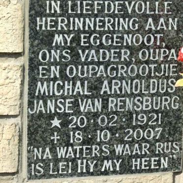 RENSBURG Michal Arnoldus, Janse van 1921-2007