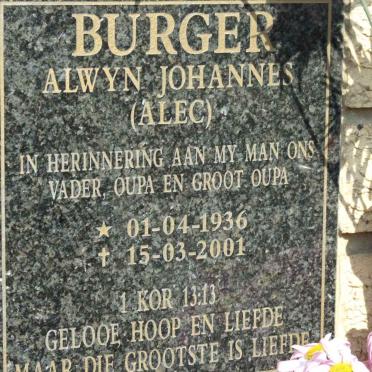 BURGER Alwyn Johannes 1936-2001