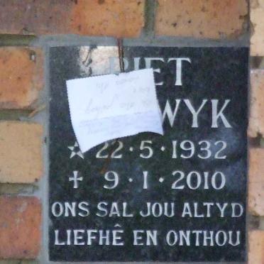 WYK Piet, van 1932-2010