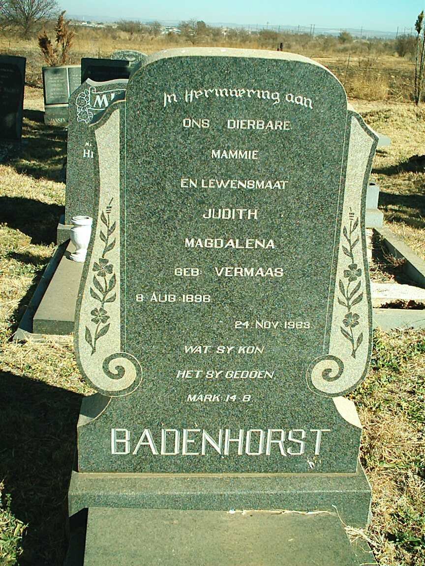 BADENHORST Judith Magdalena nee VERMAAS 1896-1983