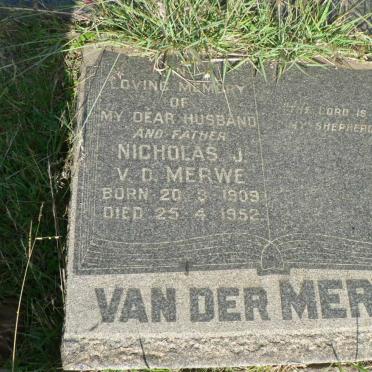 MERWE Nicholas J., van der 1909-1952