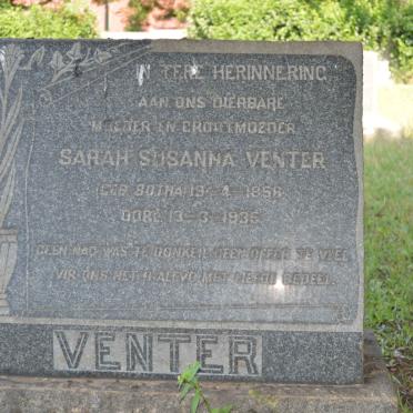VENTER Sarah Susanna nee BOTHA 1856-1935