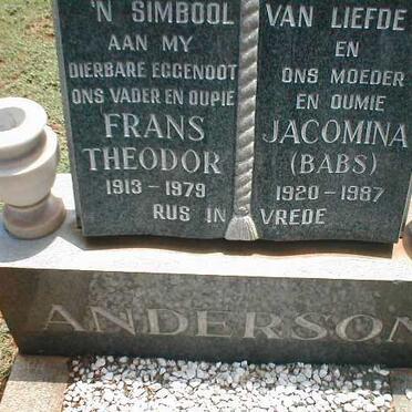 ANDERSON Frans Theodor 1913-1979 &amp; Jacomina 1920-1987
