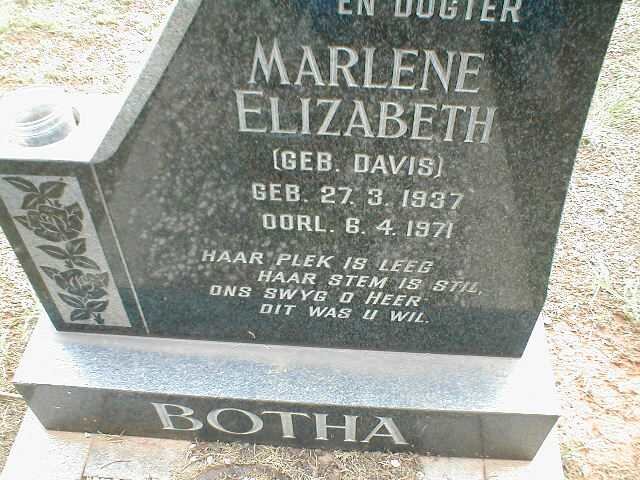 BOTHA Marlene Elizabeth nee DAVIS 1937-1971