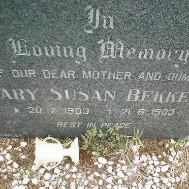 BEKKER Mary Susan 1903-1983