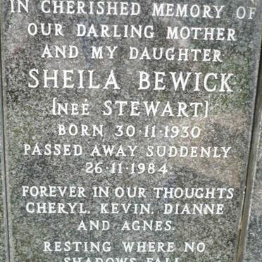 BEWICK Sheila nee STEWART 1930-1984