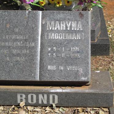 BOND Maryna nee MOOLMAN 1921-1995