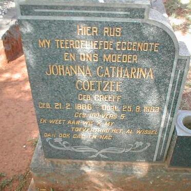 COETZEE Johanna Catharina nee GREEFF 1886-1963