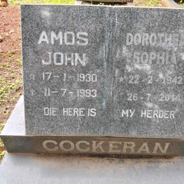 COCKERAN Amos John 1930-1993 & Dorothea Sophia 1942-2014