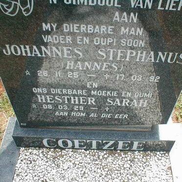 COETZEE Johannes Stephanus 1925-1992 &amp; Hester Sarah 1929-