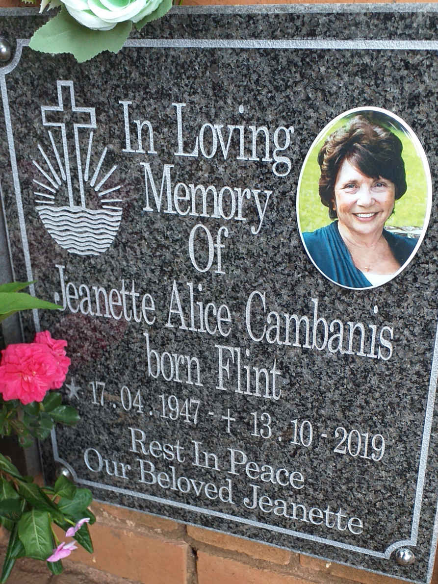 CAMBANIS Jeanette Alice nee FLINT 1947-2019