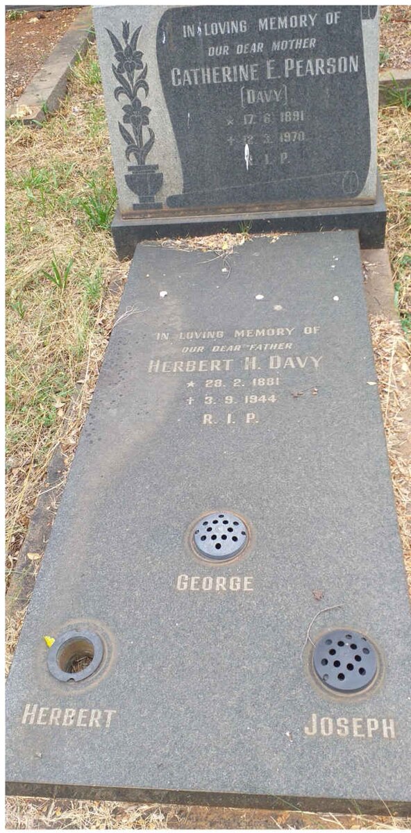 DAVY Herbert H. 1881-1944 :: PEARSON Catherine E., DAVY 1891-1970