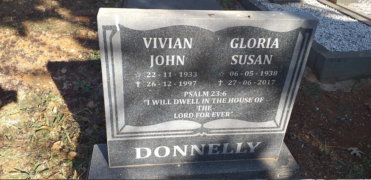 DONNELLY Vivian John 1933-1997 & Gloria Susan 1938-2017