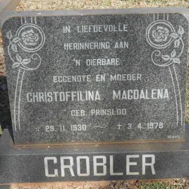 GROBLER Christoffilina Magdalena nee PRINSLOO 1930-1978